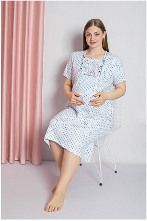 Camasa de noapte gravida, deschidere nasturi pentru alaptat, bumbac, new baby born, alb, embody.ro [1]