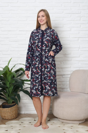 Capot si halate dama - Capot de casa pentru femei maneca lunga si buzunare, cordon in talie 8004