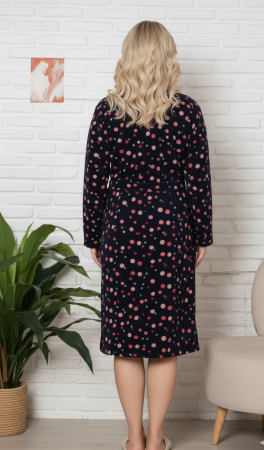 Capot de casa pentru femei maneca lunga si buzunare, cordon in talie 8012 [1]