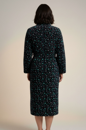 Capot de Dama Elegant din Catifea Calduroasa, Marimi Mari, bleumarin floral [2]