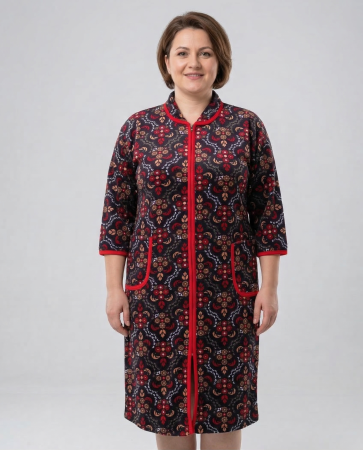 Pijamale - Capot de Dama Elegant din Catifea fina, Marime Mare, buzunare si fermoar multicolor