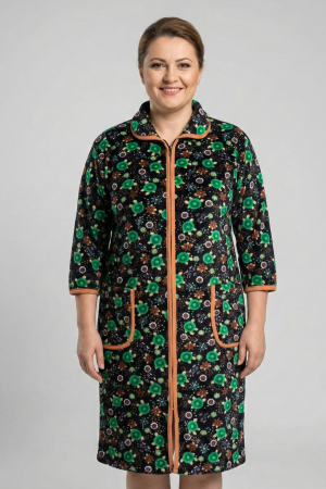 Capot si halate dama - Capot de Dama Elegant din Catifea fina, marimi mari, fermoar, buzunare negru/verde