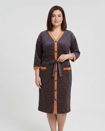 Capot si halate dama - Capot de Dama Elegant din Catifea fina, marimi mari, fermoar, buzunare maro