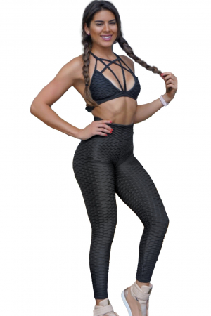 Colanti dama fitness modelatori cu push-up, talie inalta, Negru [10]