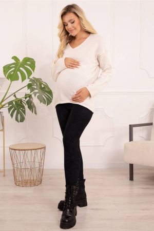 Colanti gravida vatuiti cu talie inalta, Warm embody, negru [4]