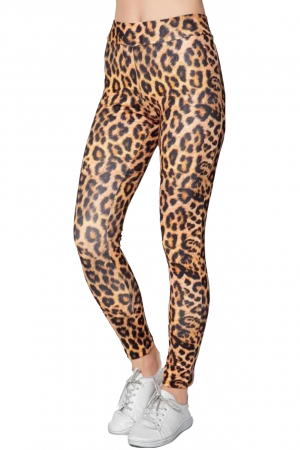 Colanti fitness dama cu talie inalta, imprimeu animal print, maro [3]