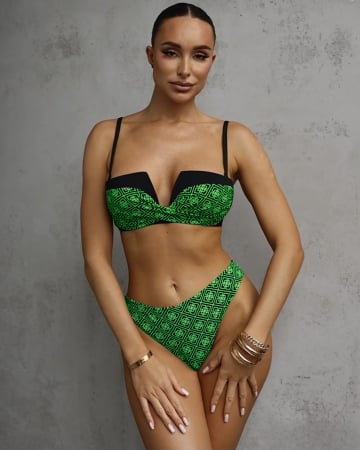 Costum baie dama 2 piese Luv II y9100 negru/verde [1]