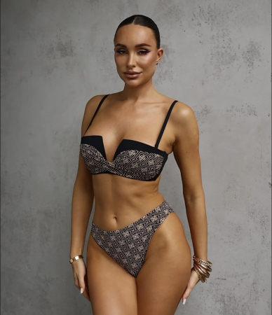 Costum baie dama 2 piese Luv II y9100 negru/bej [3]