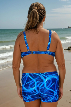 Costum baie dama 2 piese, marime mare, slipi tip pantaloni scurti, albastru 2209-i [1]