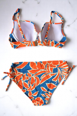 Costum baie dama doua piese, marime mare, orange Santorini Lm064 [2]