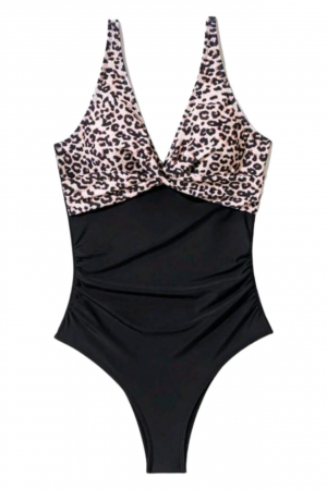 Costum baie intreg dama cu efect modelator, animal print, negru, California, embody.ro [3]