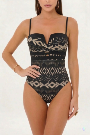 Costume baie intregi - Costum baie intreg dama cu efect modelator, Luv y9101 XOXO negru/bej