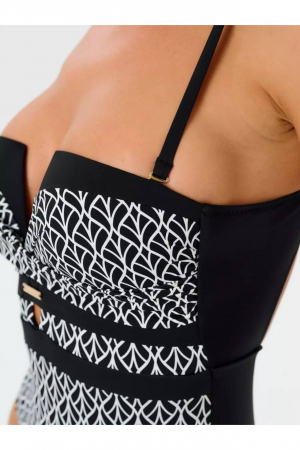 Costum baie intreg dama cu efect modelator, Luv y9101 negru/alb [1]
