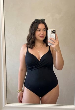 Costume baie intregi - Costum baie intreg dama, efect modelator, marime mare, cupe voluminoase Negru w144