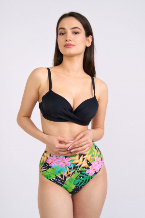 Costum de baie 2 piese, Maldives, slip clasic, inchidere snur, floral, multicolor, embody.ro [3]