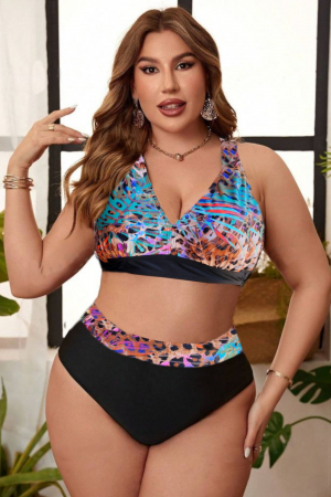 Costume de baie dama - Costum de baie  dama ,2 piese, marime mare, negru, Coralia, embody.ro
