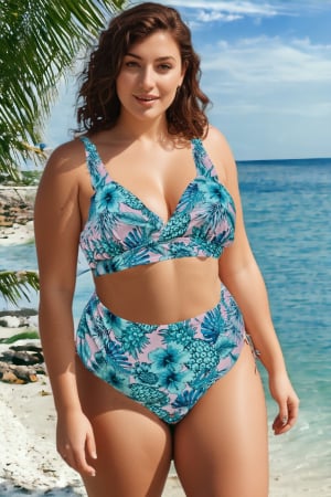Costume de baie dama - Costum de baie dama, 2 piese, marime mare, slip talie inalta, multicolor, Pineapple, embody.ro