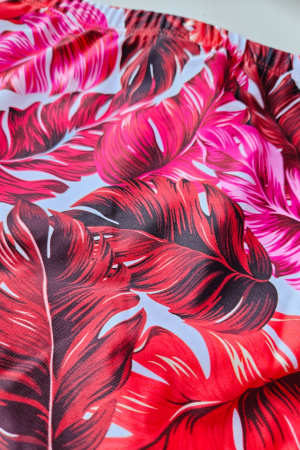 Costum de baie dama, 2 piese, marime mare, slip talie inalta, multicolor, Red Flowers, embody.ro [3]