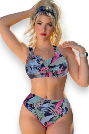 Costum de baie dama ,2 piese, sutien tip bustiera si pantaloni scurti, multicolor, Savana, embody.ro [3]