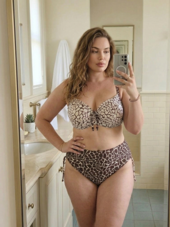 Costume baie 2 piese - Costum de baie dama 2 piese, talie inalta, sutien cu sustinere crem/maro y9200