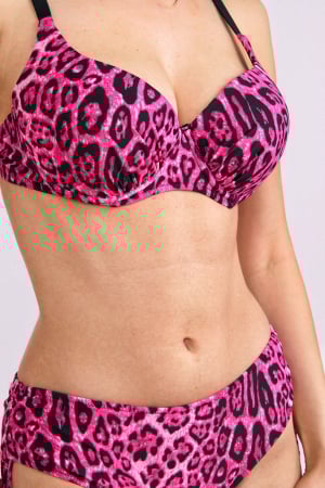 Costum de baie dama, batal-marime mare, 2 piese, slip clasic, animal print roz, embody.ro [2]