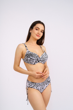 Costum de baie marime mare, alb/negru, cu slip clasic si imprimeu animal print, Eliza, embody.ro [4]