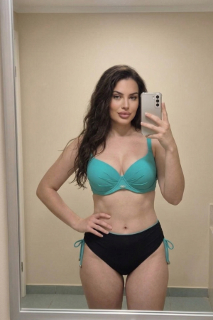 Costume baie 2 piese - Costum de Baie Dama, din Doua Piese, cu Talie Inalta si Snururi Laterale Negru/turcoazw145