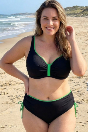 Costume de baie dama - Costum de baie dama din doua piese negru texturat Y9106 - Copie