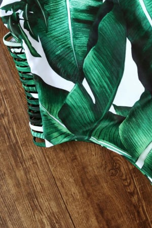 Costum de baie dama, intreg, imprimeu Tropical, Verde [3]
