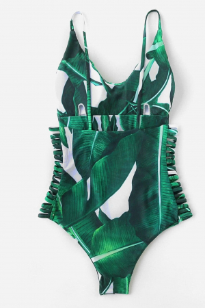 Costum de baie dama, intreg, imprimeu Tropical, Verde [11]
