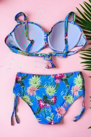 Costum de baie doua piese, marime mare, imprimeu floral, multicolor, exotic Ocean embody.ro [2]