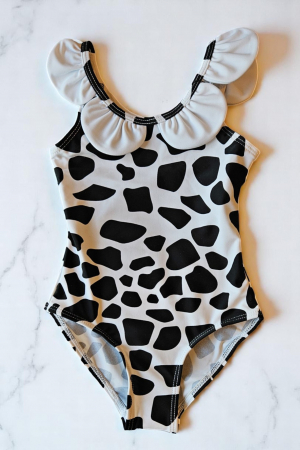 Costume baie copii - Costum de baie fete intreg, cu volane, roz Q302, embody.ro