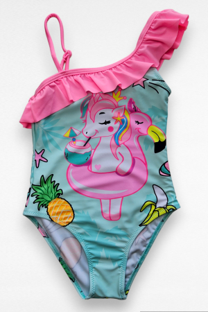 Costum de baie fete intreg, imprimeu unicorn, roz, embody.ro [2]