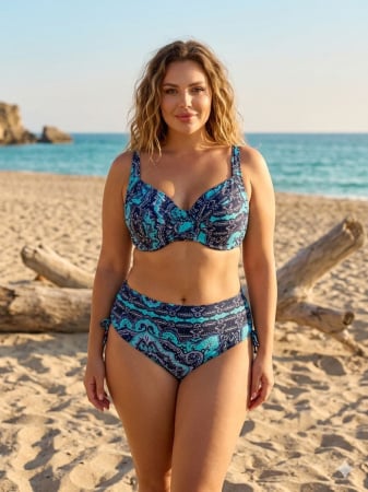 Costume baie 2 piese - Costum de Baie Leopard Print din Doua Piese,si Sutien cu Sustinere lm081 bleu