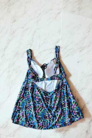 Costum de baie marime mare tip tankini, doua piese, fusta si pantaloni scurti, embody.ro [2]
