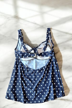 Costum de baie marime mare tip tankini, doua piese, fusta si pantaloni scurti, embody.ro [2]
