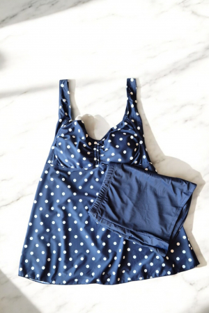 Costum de baie marime mare tip tankini, doua piese, fusta si pantaloni scurti, embody.ro [1]