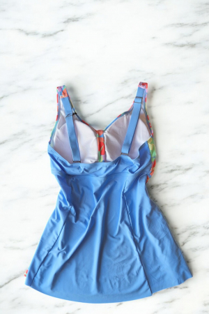 Costum de baie marime mare tip tankini, doua piese, fusta si pantaloni scurti, floral, embody.ro [2]