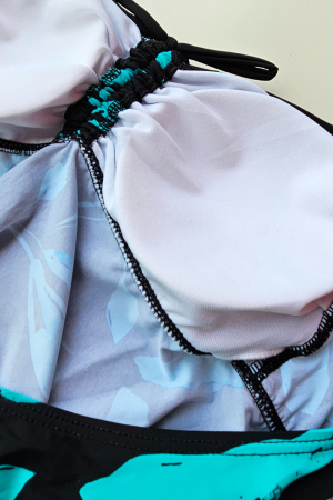 Costum de baie marime mare tip tankini, doua piese, rochita si pantaloni scurti, verde, Palms, embody.ro [3]