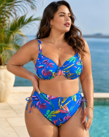 Costume baie 2 piese - Costume baie dama doua piese, marime mare, albastru Sabrina