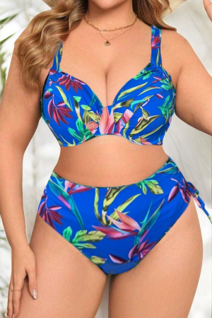 Costume baie 2 piese - Costume baie dama doua piese, marime mare, albastru Sabrina