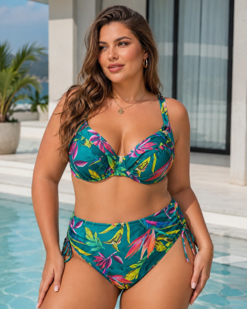 Costume baie 2 piese - Costume baie dama doua piese, marime mare, verde Sabrina