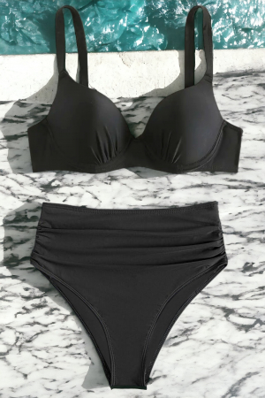 Costume de baie din 2 piese, slip cu talie inalta, negru, Embody basic embody.ro [2]