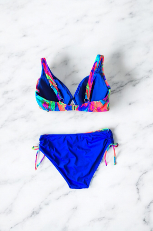 Costume de Baie Doua piese, Marime Mare- top colorat stil vibrant slip albastru, 88086 [2]