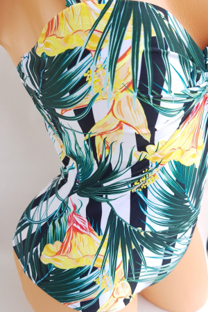 Costum de baie dama, intreg, imprimeu Tropical, Verde XS [5]