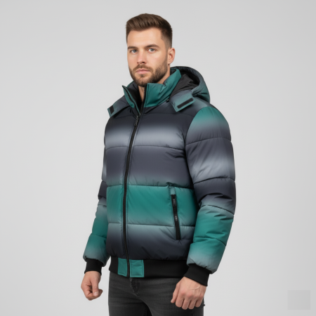 Geaca Barbati de Iarna Puffer cu Gluga detasabila in Degrade 8106 [1]