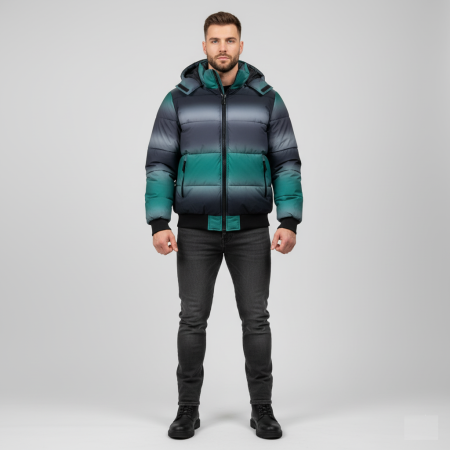 Geaca Barbati de Iarna Puffer cu Gluga detasabila in Degrade 8106 [2]