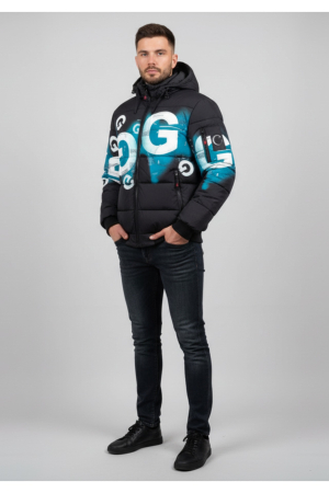 Geci si veste barbati - Geaca barbati casual groasa, cu gluga  detasabila si buzunare cu fermoar 88973 negru/bleu