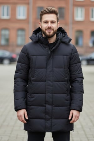 Geci si veste barbati - Geaca Barbati groasa de Iarna Lunga Cu Gluga Detasabila 2603 negru