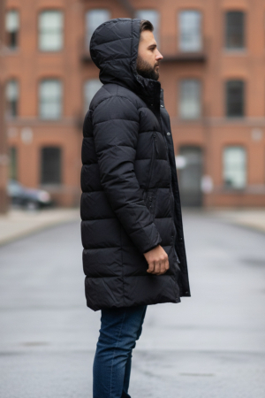 Geaca Barbati groasa de Iarna Lunga Cu Gluga Detasabila 2605 negru [2]